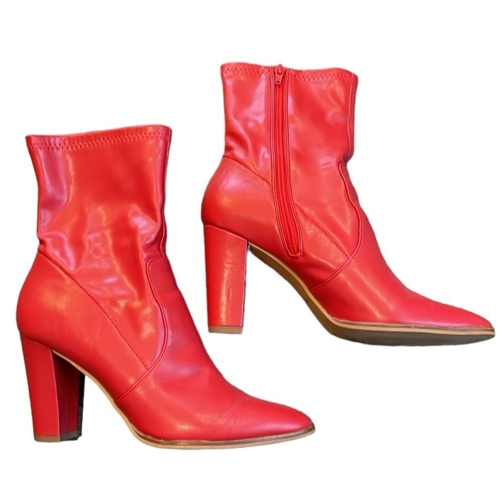 Dolce Vita Red Pointed Toe Mid-Calf Block Heel Boots